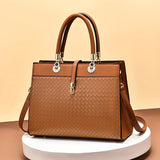 hoombox  Elegant Woven Pattern Tote Bag, Fashion Large Capacity Satchel Purse, Women's Top Handle Crossbody Bag