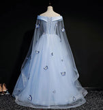 Hoombox Beautiful Light Blue Ball Gown Lace-up Party Dress, Blue Prom Dress