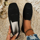 Chic Women's Comfort Square Toe Flats - Easy Slip-On, Breathable Lightweight Design for Everyday Elegance