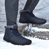 Men's Casual Snow Boots, Anti-skid Windproof Slip On Ankle Boots With Fuzzy Lining For Outdoor, Autumn And Winter