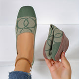 Geometric Chic - Womens Knit Square Toe Slip-On Shoes - Lightweight, Breathable & Effortlessly Comfortable for Everyday Wear