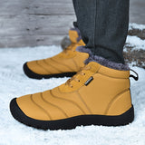 Men's Casual Snow Boots, Anti-skid Windproof Slip On Ankle Boots With Fuzzy Lining For Outdoor, Autumn And Winter