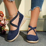 Stylish Womens Espadrille Wedge Shoes - Lightweight, Soft Sole, Elastic Bungee Closure, Strappy Back, Plain Toe, Solid Color Canvas Upper - Perfect for All Seasons