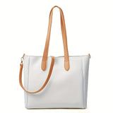 hoombox  Trendy Large Capacity Tote Bag, Simple PU Leather Solid Color Shoulder Bag, Perfect Underarm Bag For Daily Use