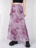 Hoombox - Mesh Floral Print Maxi Skirt