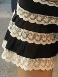 Hoombox - Patchwork Lace Tiered Mini Skirt