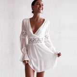 New Cover-ups Summer Women Beach Wear White Cotton Tunic Dress Bikini Bath Sarong Wrap Skirt Swimsuit Cover Up