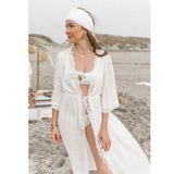 New Cover-ups Summer Women Beach Wear White Cotton Tunic Dress Bikini Bath Sarong Wrap Skirt Swimsuit Cover Up