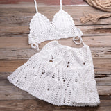 Hoombox New crochet 2PCS/SET beach cover up sexy women bra top+mini A line skirts bikini swimsuit bathing suit cover ups dress