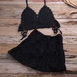 Hoombox New crochet 2PCS/SET beach cover up sexy women bra top+mini A line skirts bikini swimsuit bathing suit cover ups dress