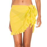 Women Beach Dress Semi-sheer Swimwear Bikini Cover Ups Short Skirt with Tassels Chiffon Wrap Swimming Dress Sarong Pareo Shorts