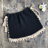 New Sexy Crochet Beach Skirt Cotton Swimsuit Fused Skirt Casual Beach Running Lace See Through Slim Mini Skirts