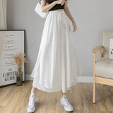 Summer New Style Pleated Chiffon Wide Leg Pants Fashion Slim High Waist Drape Elegant Ankle-length Pants Skirt Trousers