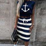 Hoombox Fashion Lady Skirt Suits Sexy Sleeveless Tops And Casual Drawstring Skirts Outfits Summer Women Two Piece Sets Streetwear