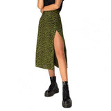 Hoombox Women Summer Split Leopard Skirts  pink Fashion Long Skirt Sexy Woman Floral Loose Lady Clothes Green Flower Skirts Fall