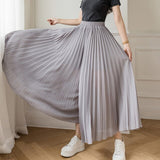 Women Spring Summer Pleated Loose Pants Fashion Female Chiffon Elastic Waist Skirt Pants Black Blue Wide Leg Pants Femme