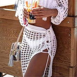 Hoombox Women’s Sexy Sheer Hollow Out Beach Maxi Knit Skirt Split Tassels Beachwear Summer Crochet Cover Up Skirts  Hot Sell