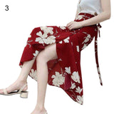 Hoombox Women Summer Split Leopard Skirts  pink Fashion Long Skirt Sexy Woman Floral Loose Lady Clothes Green Flower Skirts Fall