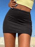 Hoombox - Simple Stretch Black Mini Skirt