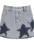 Hoombox - Vintage Star Patch Denim Mini Skirts