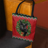 hoombox Women Felt Cartoon Festive Classic Color Christmas Wreath Cat Pattern Shoulder Bag Handbag Tote