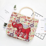 hoombox Women Elephant Printed Large Capacity National Tote Handbag