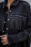 Hoombox  Long Sleeve Fringed Denim Jacket Tops