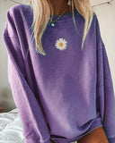 hoombox Casual Floral Printed Long-Sleeved Sweatershirt