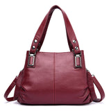 hoombox Leather three mouth women's bag single shoulder messenger handbag