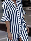 hoombox Fashion Button Stripes Half Sleeve Shirt