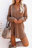 Hoombox  Seersucker Fringed Long Sleeves Mini Dresses