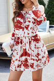 Hoombox Fashion Street Tie Dye Split Joint Spaghetti Strap Waist Skirt Dresses