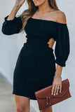 Fashion Sweet Solid Backless Off the Shoulder A Line Dresses