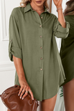 Hoombox Casual Solid Buckle Turndown Collar Shirt Dress (6 Colors)