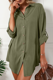 Hoombox Casual Solid Buckle Turndown Collar Shirt Dress (6 Colors)