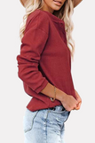 Hoombox Casual Solid Buckle O Neck Tops