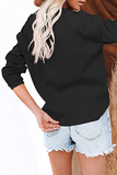 Hoombox Casual Solid Buckle O Neck Tops