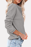 Hoombox Casual Solid Buckle O Neck Tops