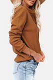 Hoombox Casual Solid Buckle O Neck Tops