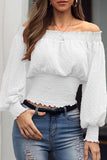 Hoombox Fashion Casual Solid Patchwork Off the Shoulder Blouses(3 Colors)