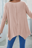 Hoombox Casual Solid Split Joint Asymmetrical V Neck Tops