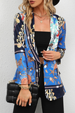 Hoombox Elegant Print Split Joint Buttons Turndown Collar Outerwear