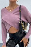 Hoombox Elegant Solid Split Joint V Neck Tops