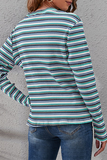 Hoombox Casual Striped Split Joint Basic O Neck Tops