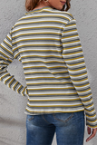 Hoombox Casual Striped Split Joint Basic O Neck Tops