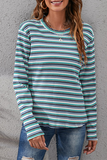 Hoombox Casual Striped Split Joint Basic O Neck Tops