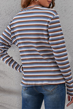 Hoombox Casual Striped Split Joint Basic O Neck Tops