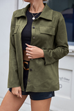 Hoombox Casual Solid Split Joint Buckle Turndown Collar Outerwear