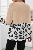 Hoombox Casual Print Split Joint O Neck Tops