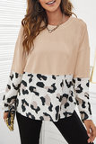 Hoombox Casual Print Split Joint O Neck Tops